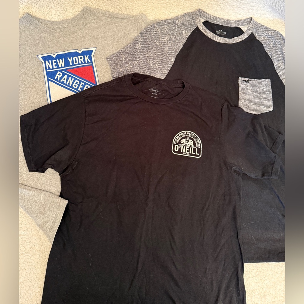 O'Neill, American Eagle & New York Rangers Black Men's T-Shirt Lot. All Size M.